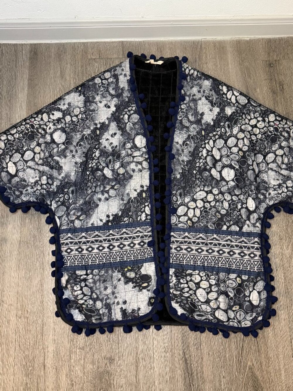 Soft Surroundings Pompom Shawl Open Topper Jacket Women S/M